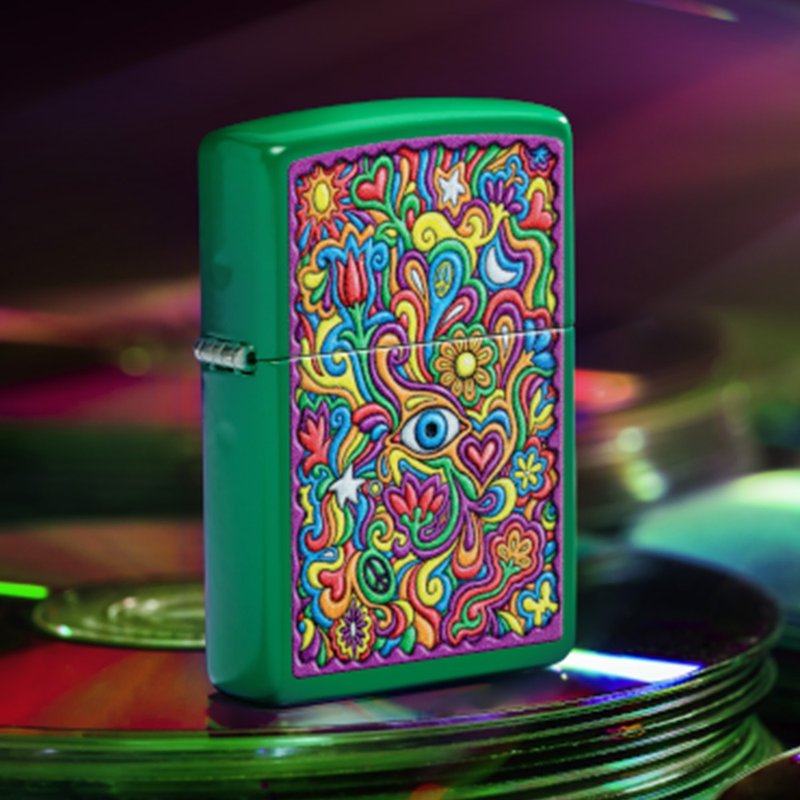 [ZIPPO official flagship store] Abstract psychedelic windproof lighter 48957 - อื่นๆ - ทองแดงทองเหลือง หลากหลายสี