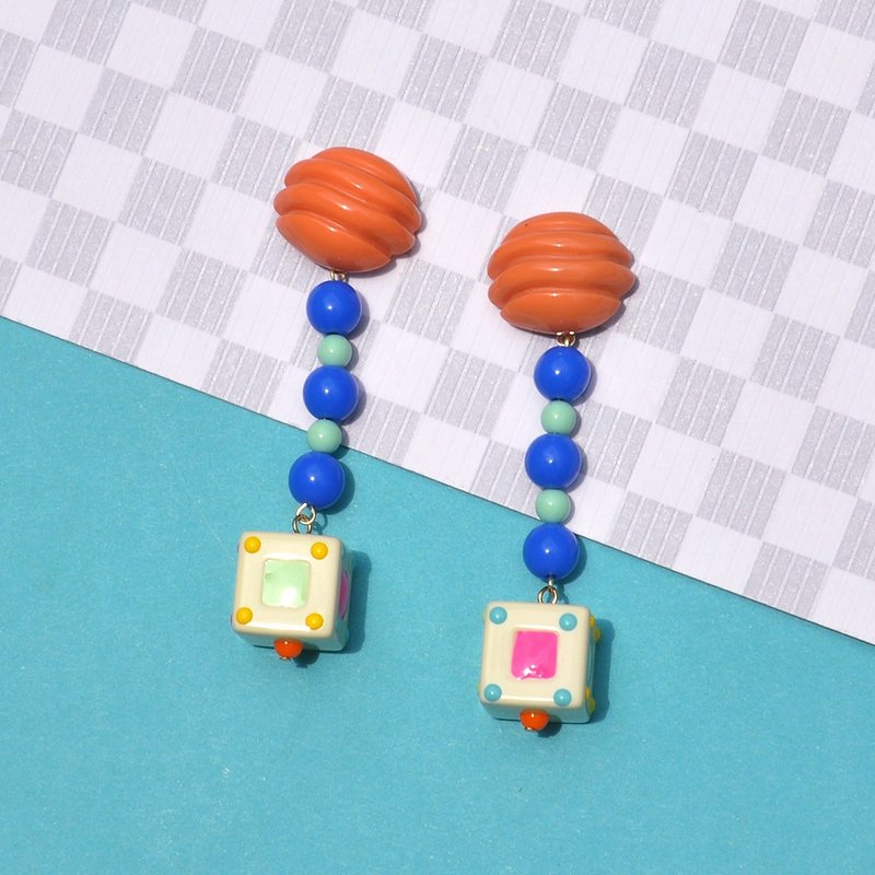 Circus Square Earrings/ Acrylic Earrings - Earrings & Clip-ons - Acrylic 