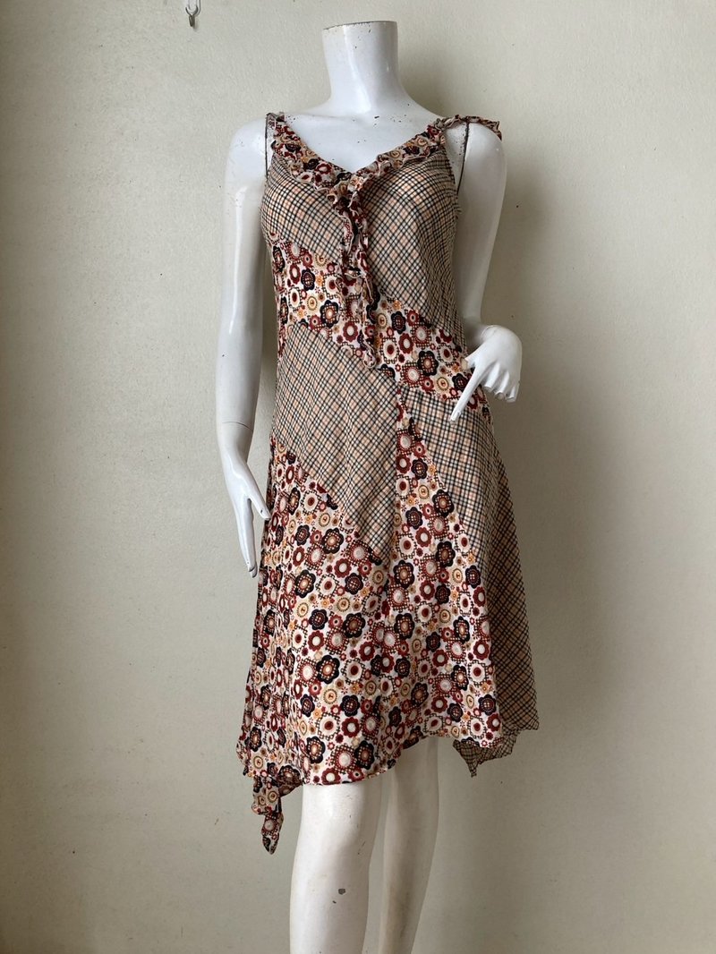 Vintage Cotton Sun Dress - Patchwork Summer Dress/ DAKS LONDON dress Size 40 - 洋裝/連身裙 - 棉．麻 