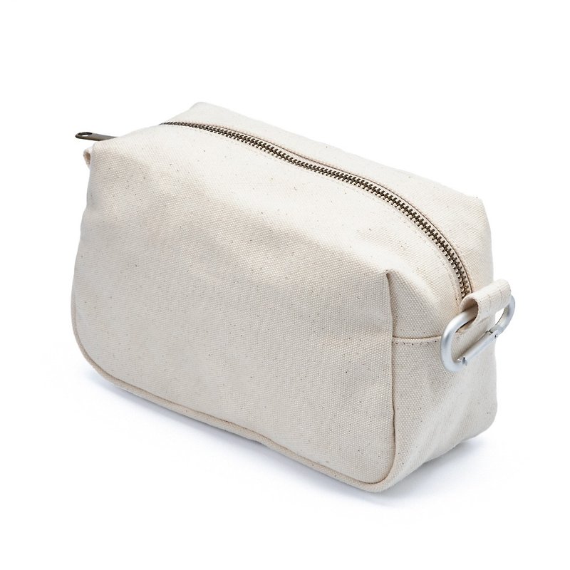 White coral canvas storage bag pencil case cosmetic bag simple large-capacity inner bag - กระเป๋าเครื่องสำอาง - เส้นใยสังเคราะห์ ขาว