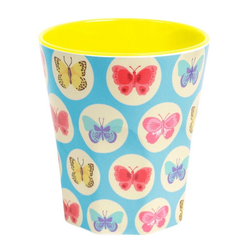 Butterfly Retro cup - Blue - จานเล็ก - พลาสติก 