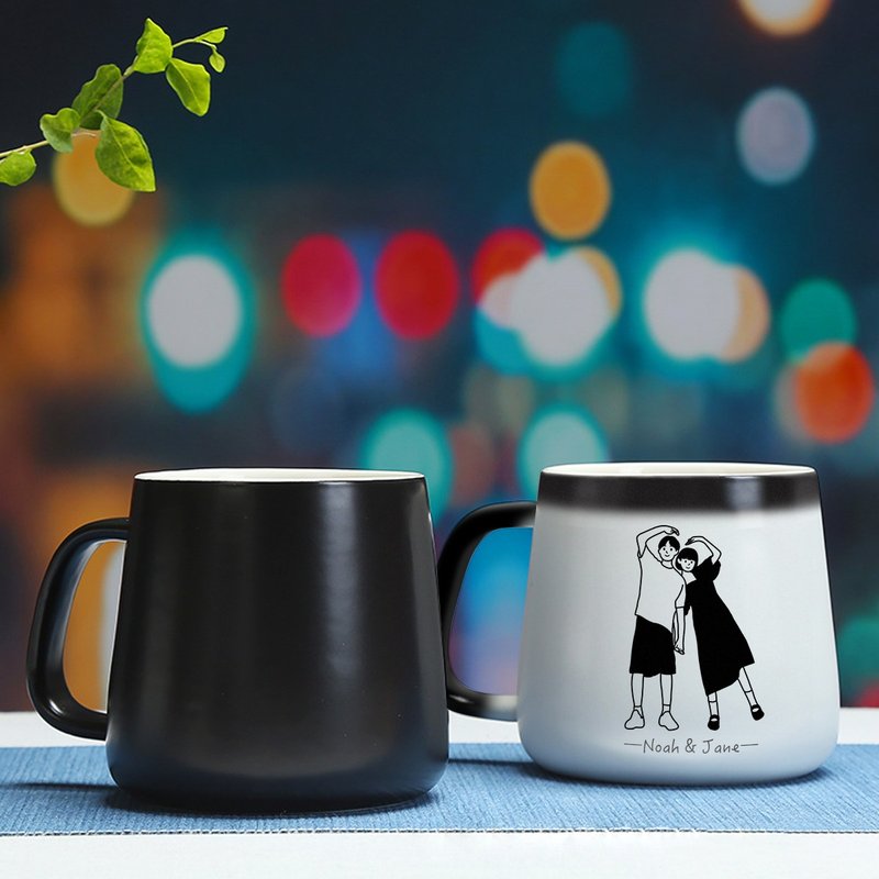 [Customized] Color-changing cup, temperature-sensitive cup, mug, couple pairing, ceramic cup, personalized photo - Mugs - Pottery 