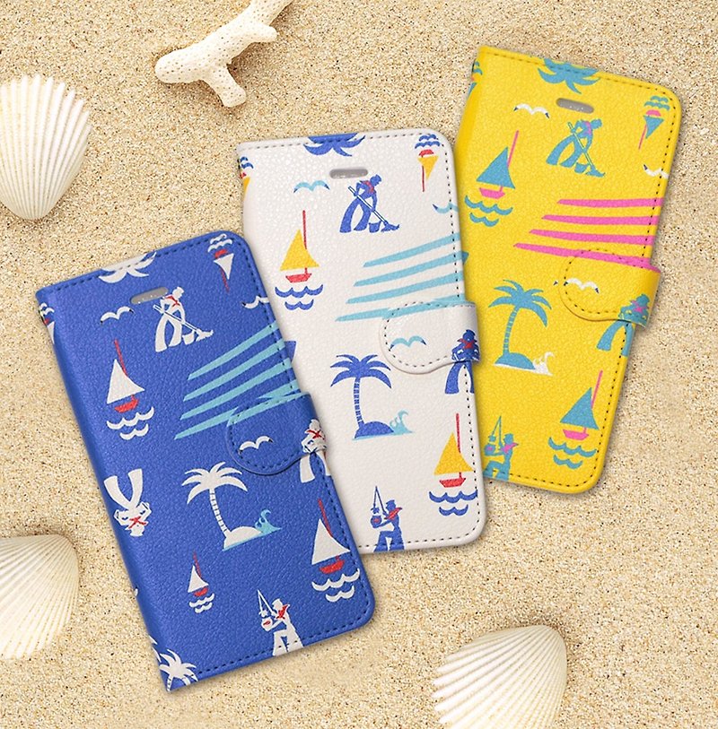 【Notebook type android phone case】Summer Marine - Phone Cases - Other Materials Blue