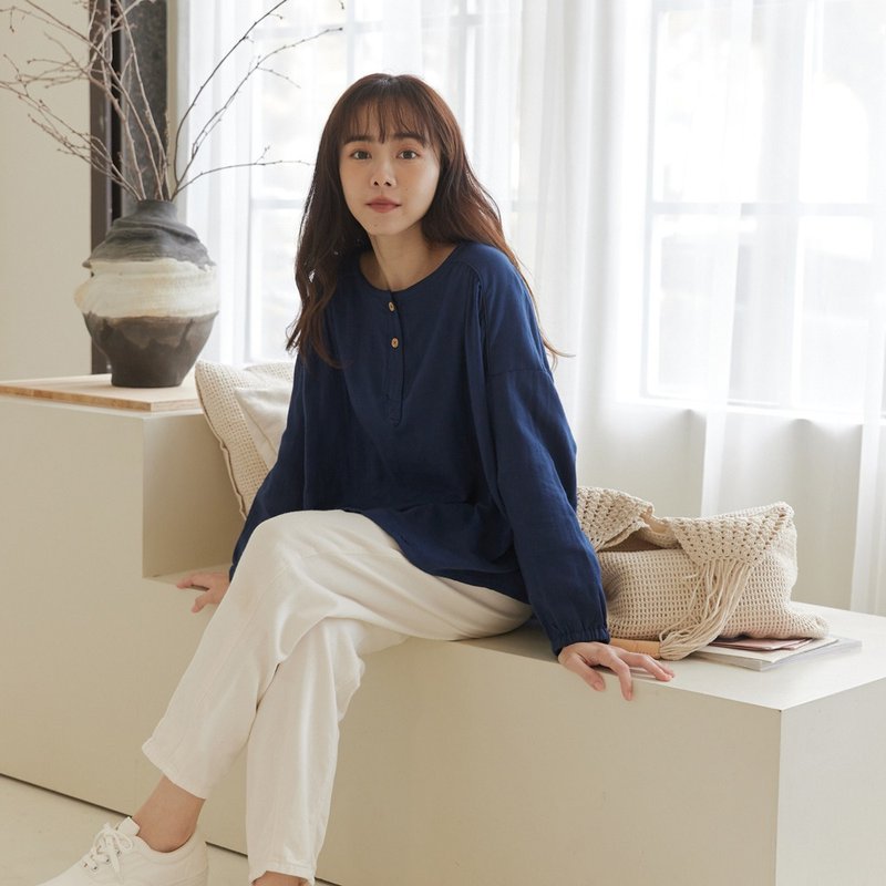 UMORFIL膠原蛋白透氣唯美小澎袖上衣-共3色 - 女上衣/長袖上衣 - 棉．麻 多色