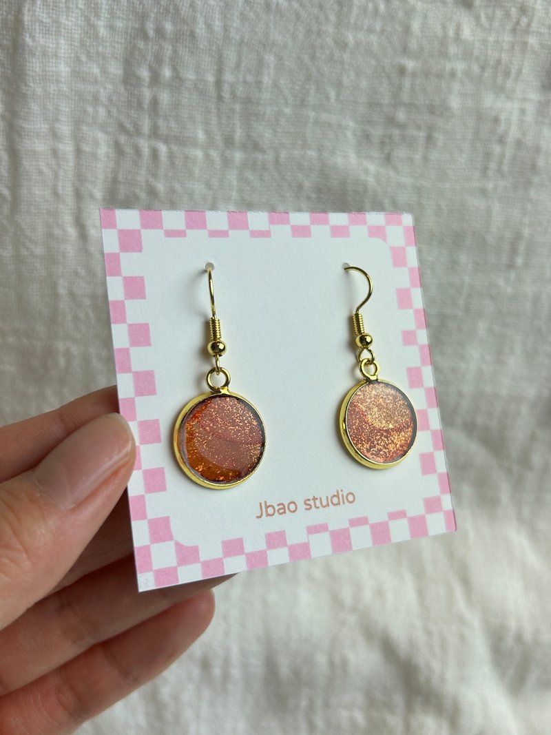 復古 橘棕色 圓形 耳勾式 耳環 - 耳環/耳夾 - 銅/黃銅 紅色