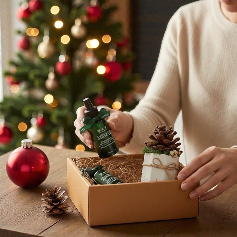 Lucky Pinecone 聖誕可可松果擴香禮盒(含30ml品牌香氛油) - 香氛/精油/擴香 - 植物．花 卡其色