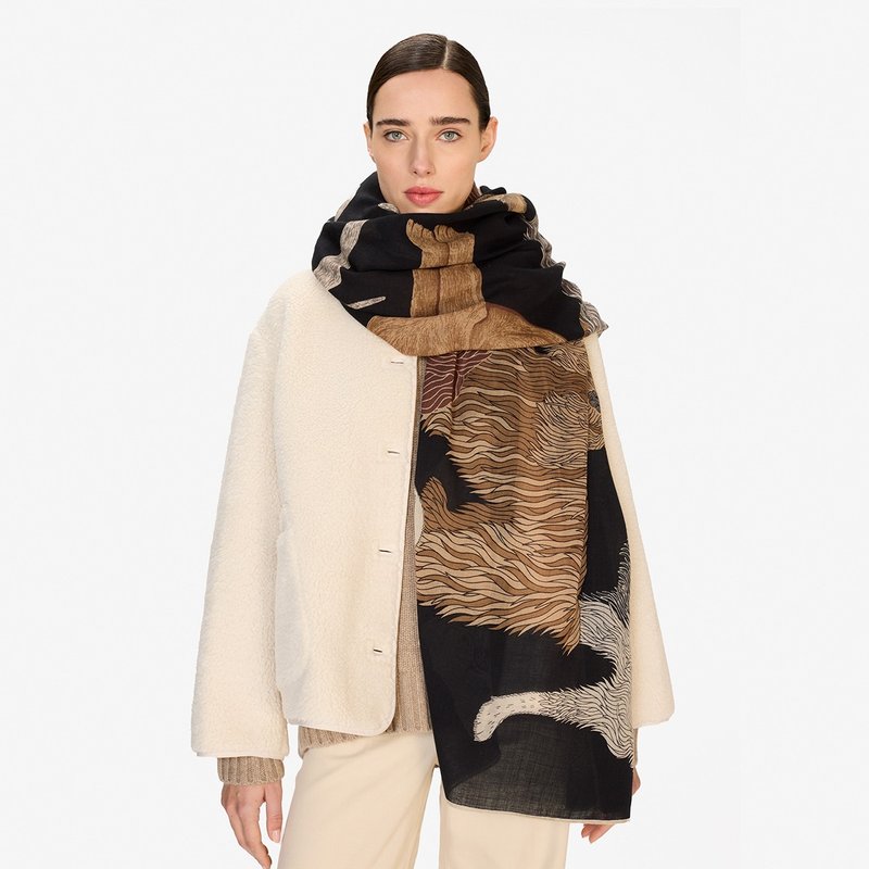 【INOUI EDITIONS】TOUTOU 羊毛圍巾100 - 黑 - 圍巾/披肩 - 羊毛 黑色