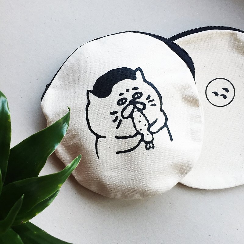 Round package - fried shrimp Goro / Cosmetic / debris pack - Toiletry Bags & Pouches - Cotton & Hemp White