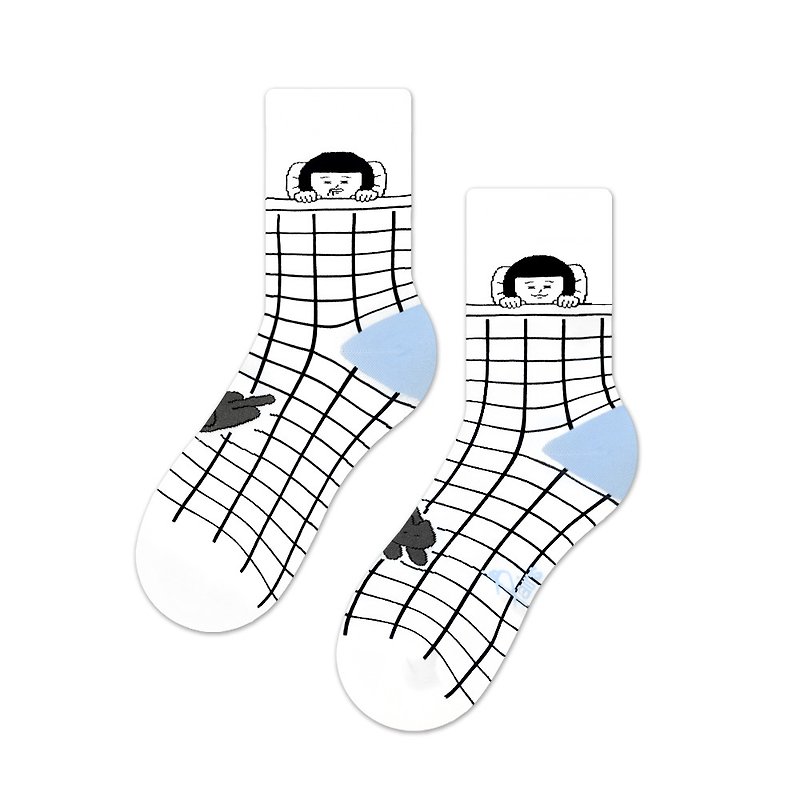 in Pairs | 刷子的貓壓床 襪子 中筒襪 - 襪子 - 棉．麻 多色