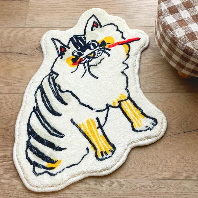 Potato Cats Club-Imitation Cashmere Area Rug-White / 50x50cm - พรมปูพื้น - ไฟเบอร์อื่นๆ ขาว