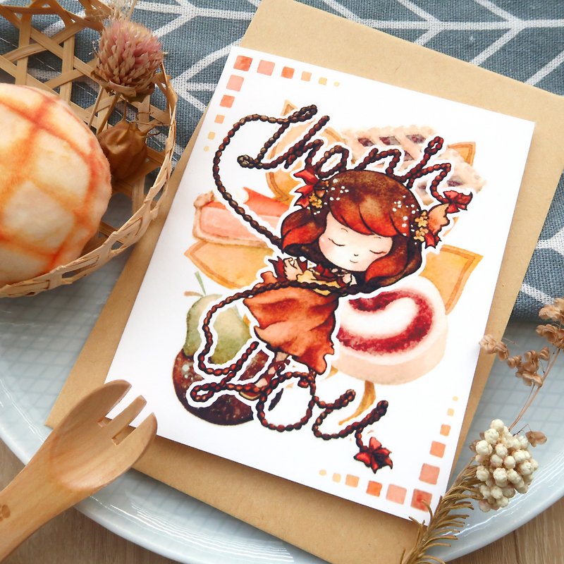 【Pin】Be Thankful│Print│Thank you card with envelope at your choice - การ์ด/โปสการ์ด - กระดาษ สีส้ม