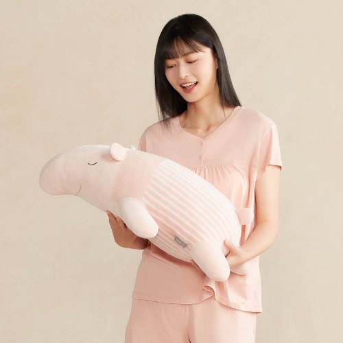 YVONNE COLLECTION以旺傢飾 馬來貘趴姿抱枕-貝殼粉