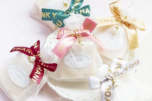 幸福朵朵 婚禮小物 花束禮物 精緻珍珠紗網包裝 泰國冷製皂 實用禮物 婚禮小物