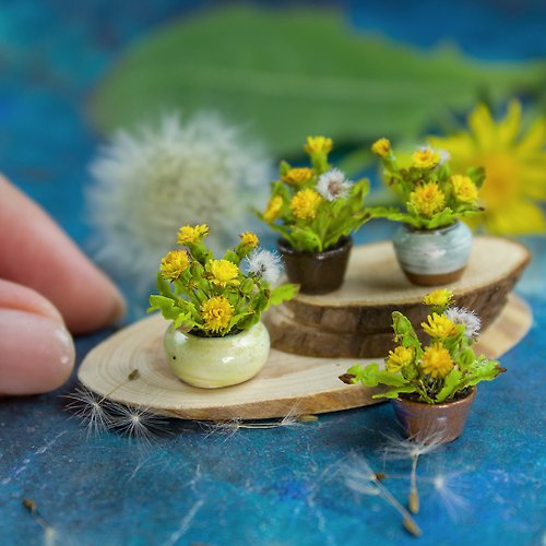 Rina Vellichor Miniatures TUTORIAL Miniature dandelion with cold porcelain / air dry clay | PDF + video