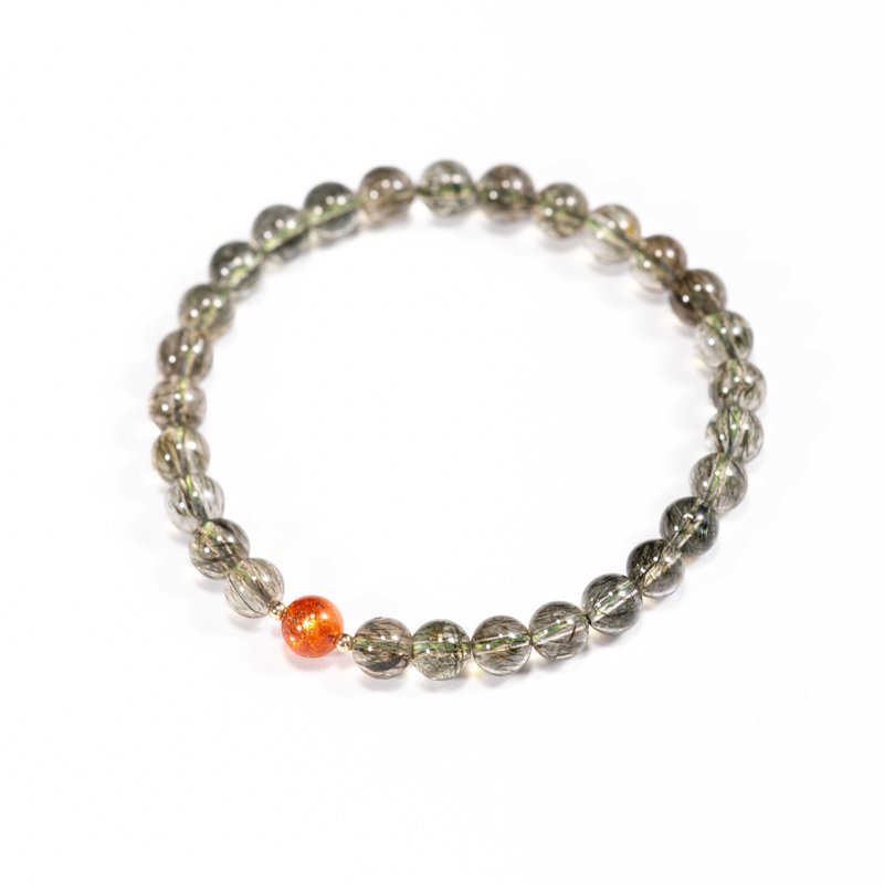 Green Tourmaline Rutilated Quartz, Golden Sunstone, 14K Gold Filled Findings Bra - สร้อยข้อมือ - เครื่องประดับพลอย สีเขียว