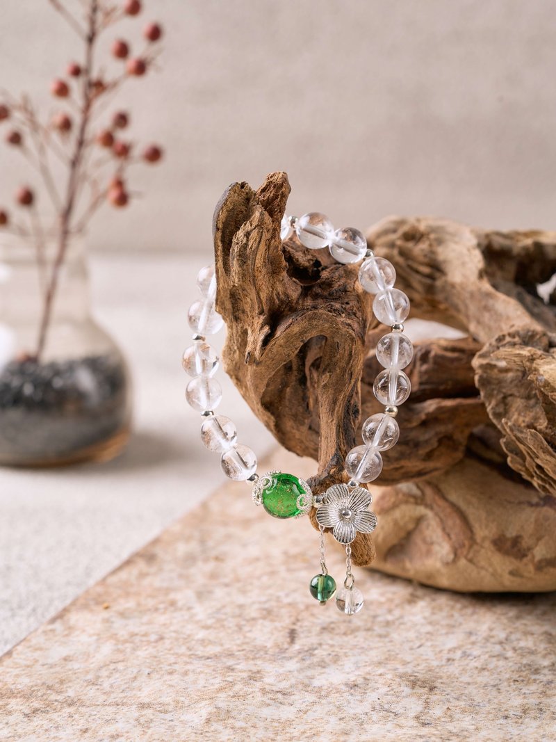 Pure 925 Sterling Silver Floral White Crystal Aromatherapy Essential Oil Bracelet - สร้อยข้อมือ - คริสตัล ขาว