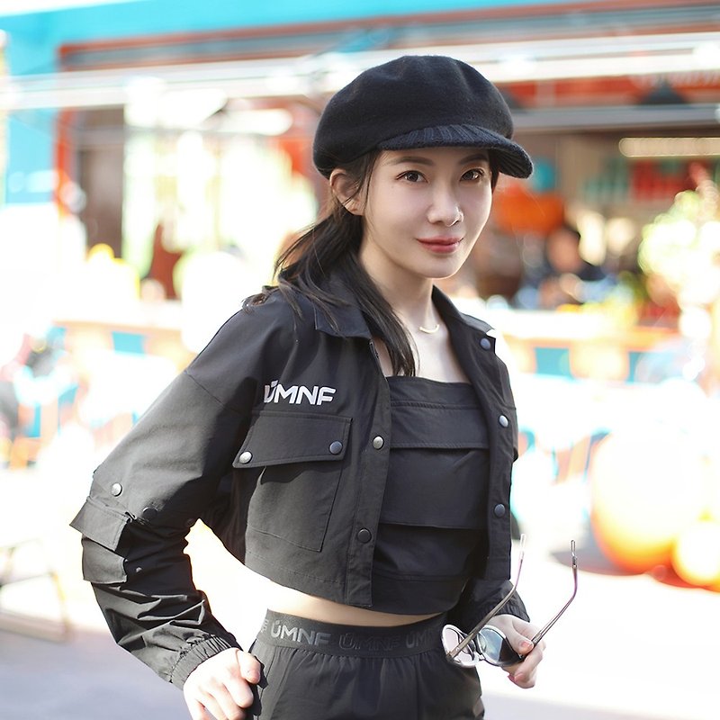 Beret [ISW] black wool beret style hat - หมวก - ขนแกะ สีดำ