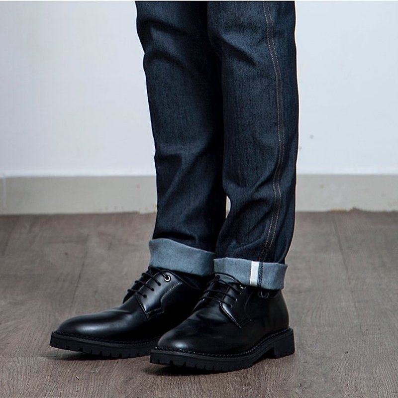 Fw / 17 keyring School Men shoes - รองเท้าลำลองผู้ชาย - หนังแท้ สีดำ