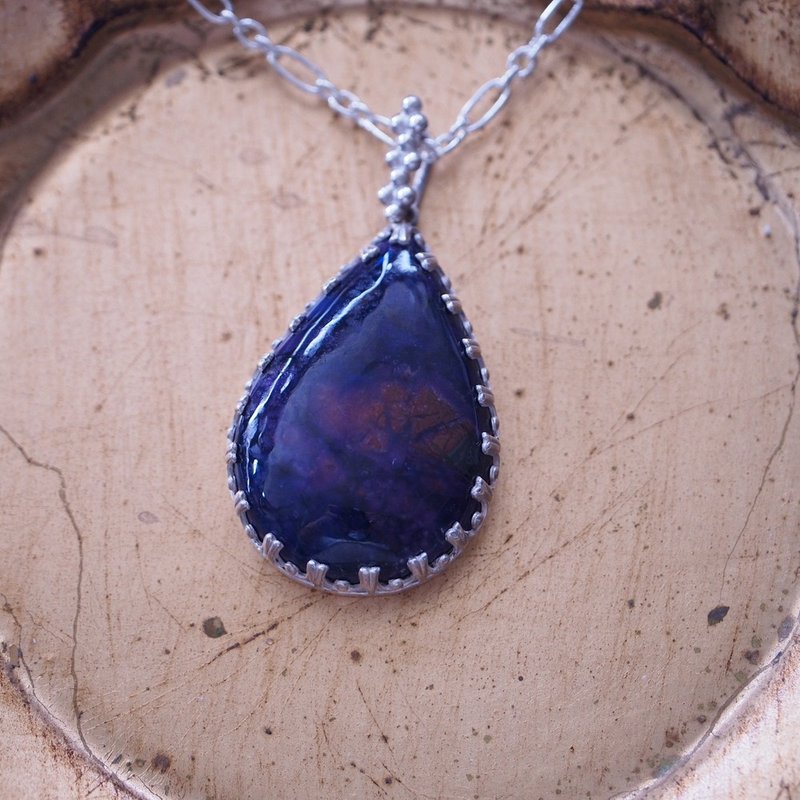 天然舒俱來石 蘇記石 大顆 手工純銀項鍊 Sugilite Handmade - 項鍊 - 半寶石 藍色