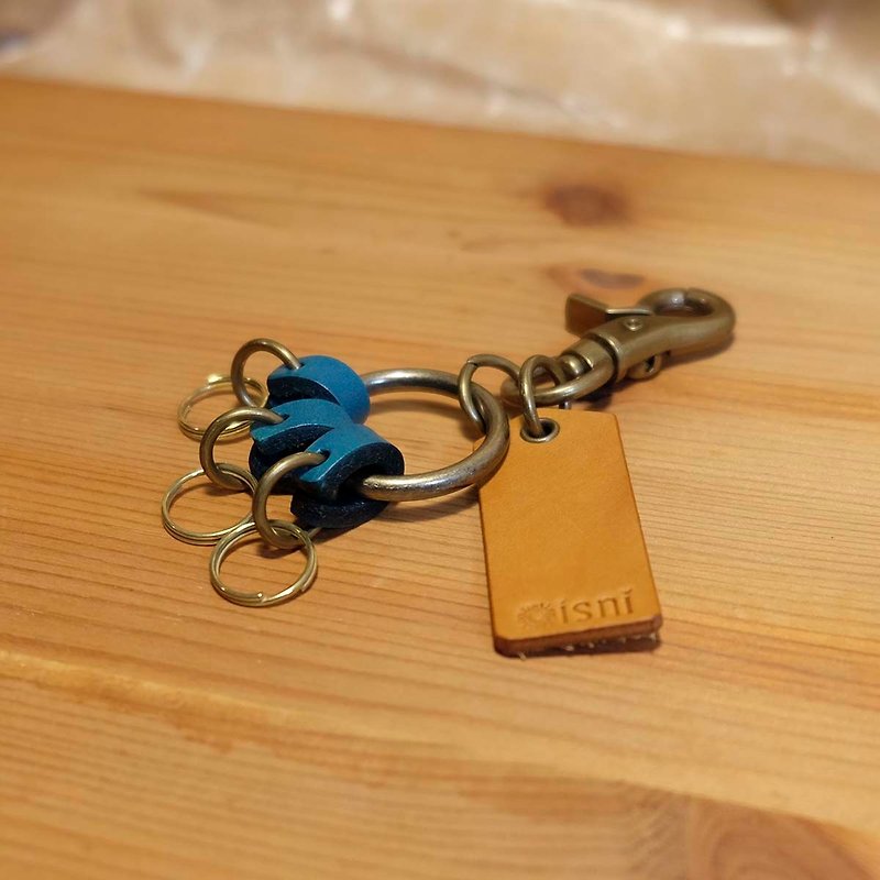 isni [Royal omamori key ring]  free imprint 8 letter / 10 colors design. - Keychains - Genuine Leather Multicolor