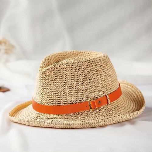 BodhiYamas Bodhiyamas- 手工編織米色紳士帽－The Forest Orange leather