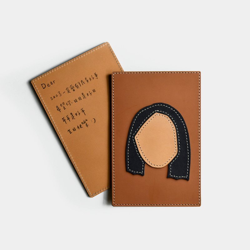 [How you look in my mind] Leather card, customized card, birthday card, Valentine’s Day card - Cards & Postcards - Genuine Leather Brown