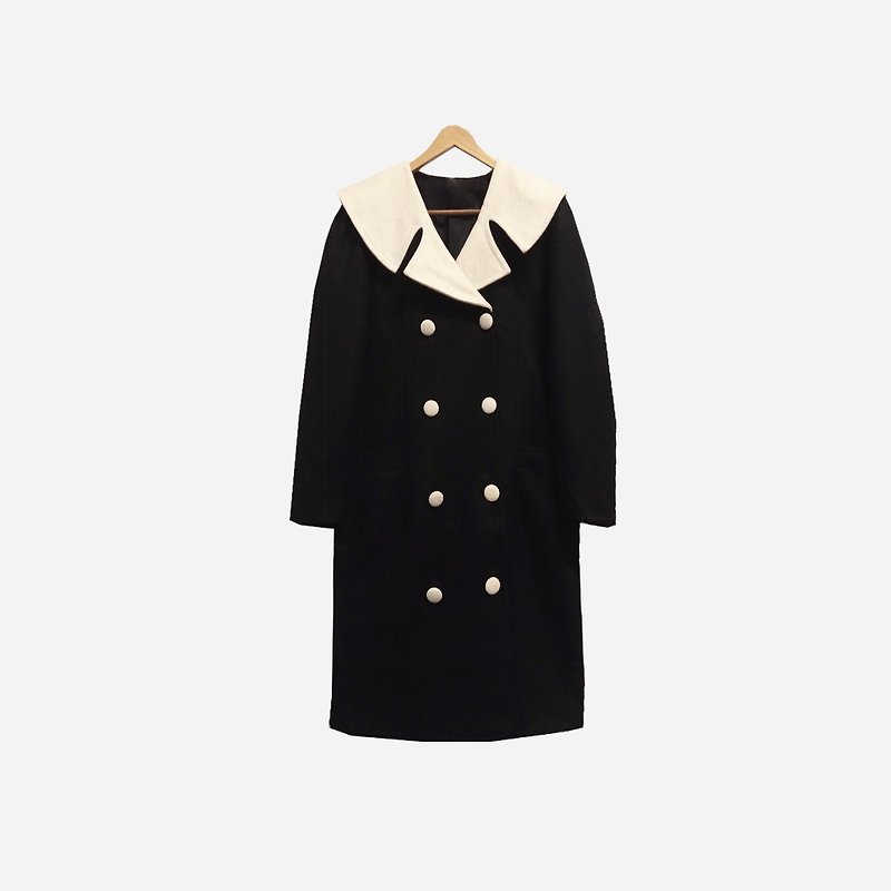 Vintage double breasted collar coat coat 288 - Women's Casual & Functional Jackets - Polyester Black