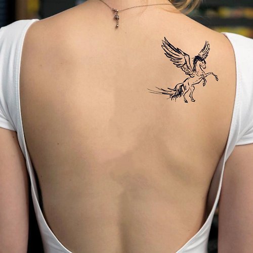 OhMyTat OhMyTat 飛馬座 Pegasus 刺青圖案紋身貼紙 (2 張)