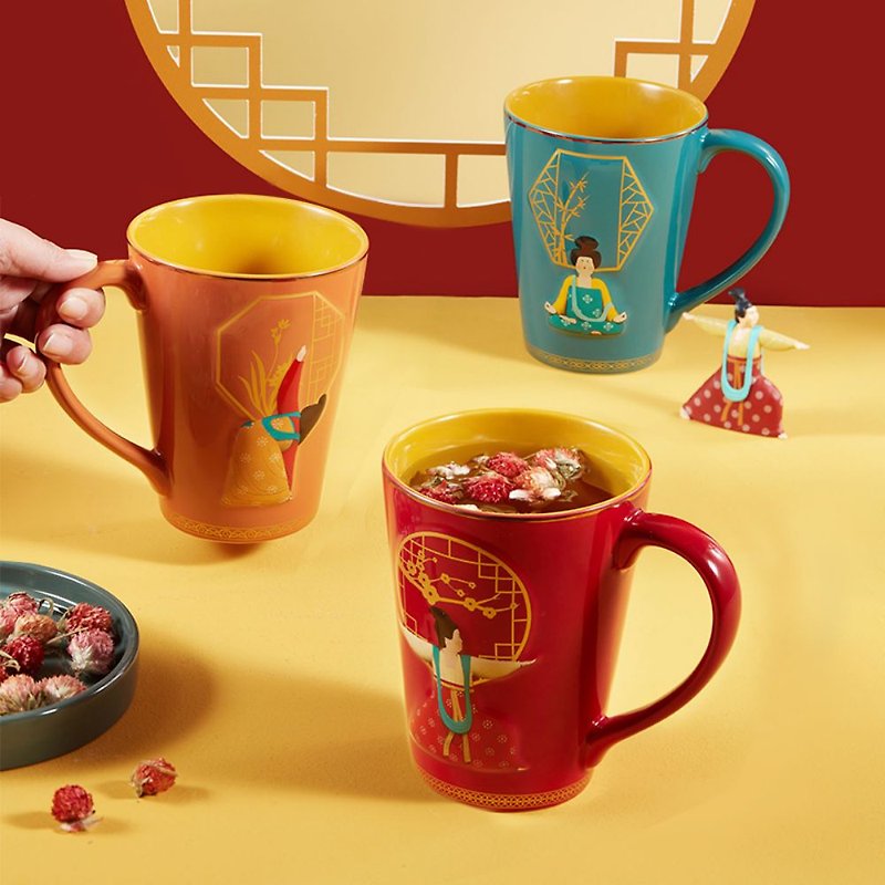Chinese style lady yoga national style mug fun ceramic cup - Mugs - Pottery 