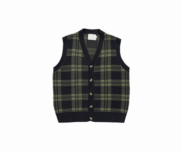 Green plaid hot sale sweater vest