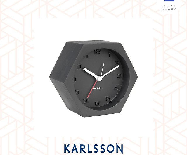 Karlsson Hexagon LED Alarm Clock Black 