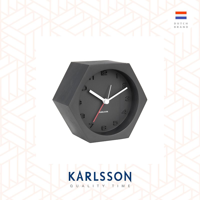 Karlsson, Alarm clock Hexagon concrete Black, Design by Boxtel Buijs - Clocks - Cement Black