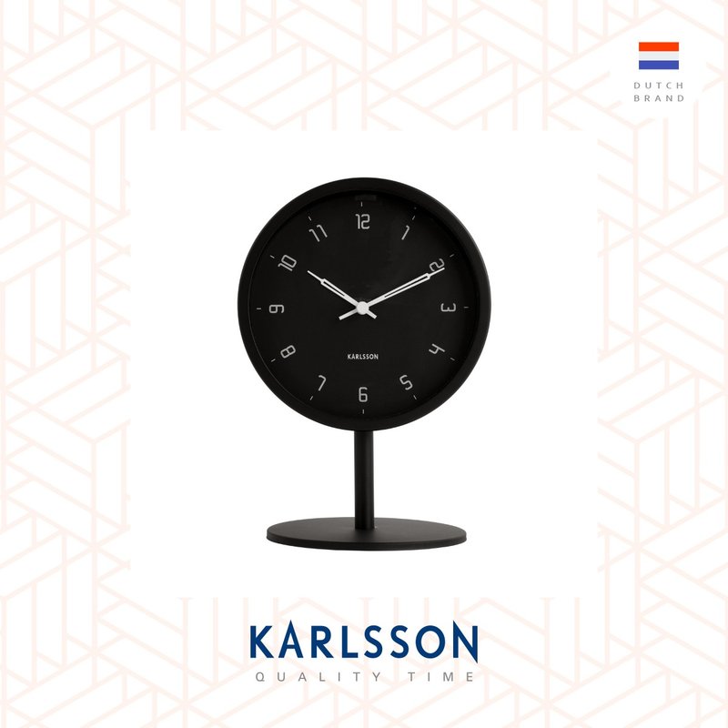 荷蘭Karlsson, Table clock Stark matt black 設計師啞黑色枱鐘 - 時鐘/鬧鐘 - 其他金屬 黑色