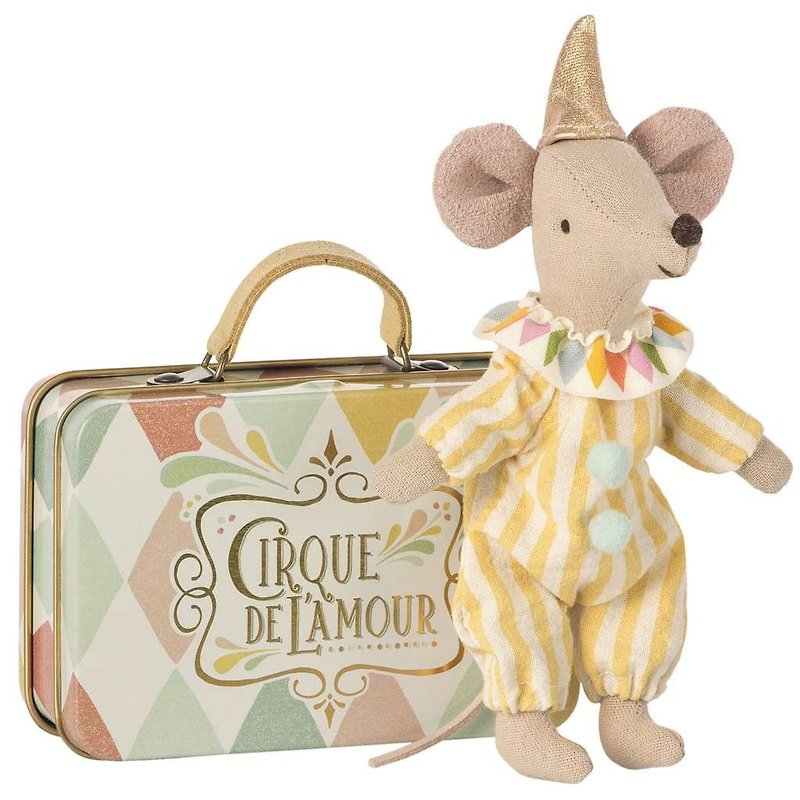馬戲團王牌小丑小鼠 含迷你馬戲團行李箱 - 玩偶/公仔 - 棉．麻 黃色