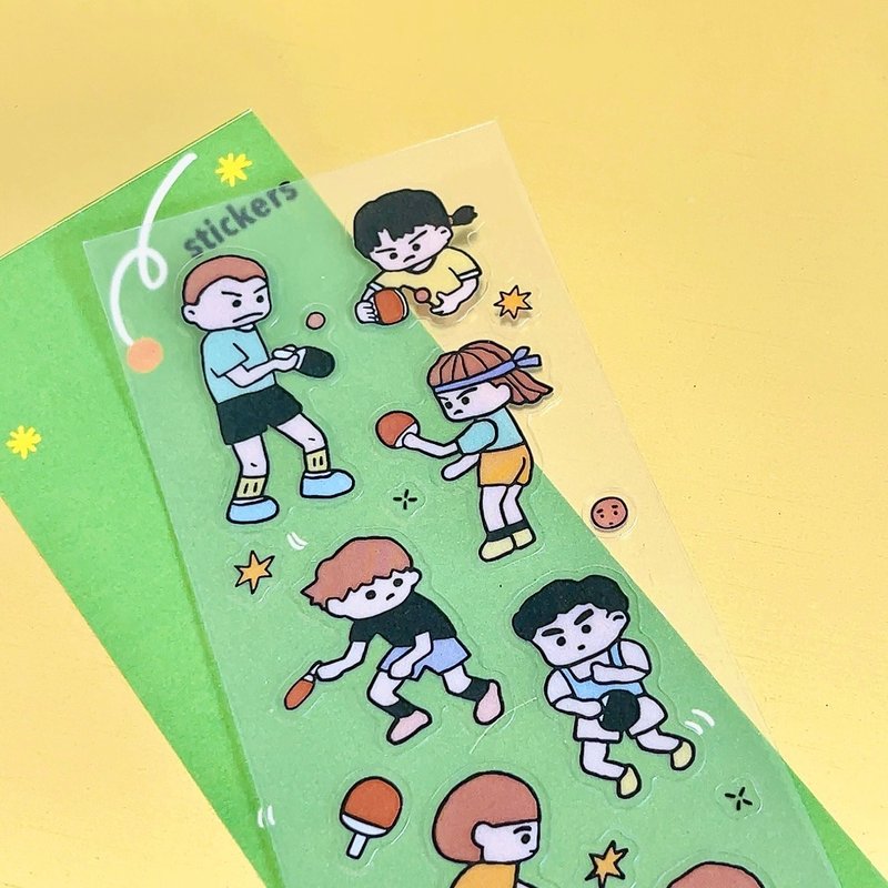 Ping Pong Friends / Journal Sticker / Clear Sticker - Colour - Stickers - Plastic 