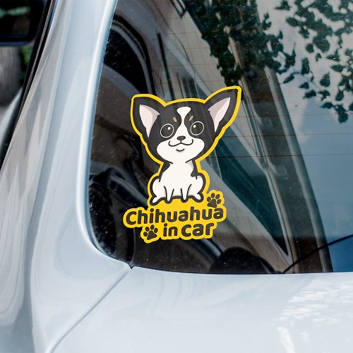 奴作 Chihuahua in car 芝娃娃汽車貼紙 車內反貼