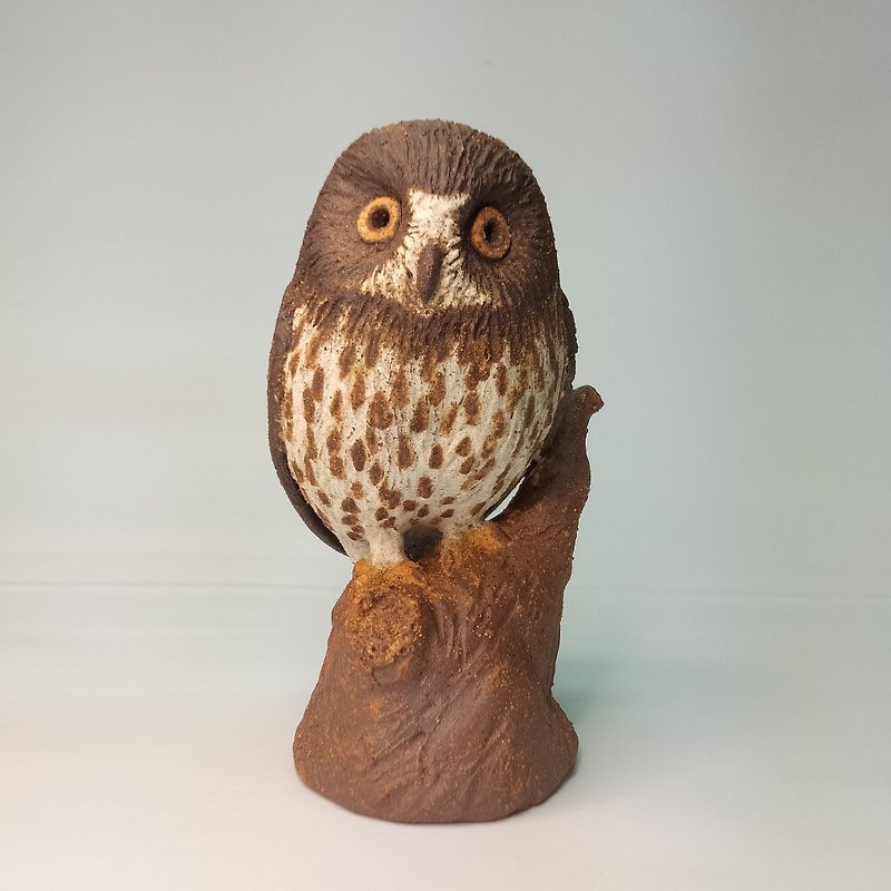 Miniature version of the realistic owl-Brown Eagle Owl/Ceramic Sculpture/Ecologi - Items for Display - Pottery 