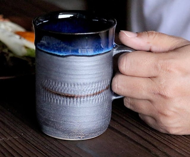 小石原焼 小石原焼き 鉄釉掛分 マグカップ タンブラー 秀山窯 陶器 器
