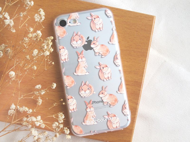 兔兔 兔子 透明手機殼 iPhone 11 12 13 14 pro max x xr Samsung - 手機殼/手機套 - 塑膠 白色