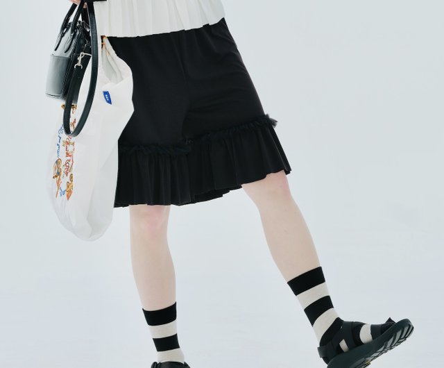 公式【1JINN STUDIO】ブラックツイードクロップドパンツ sc.0007AW24-black スイムショーツ Days Of Our Youth 2024
