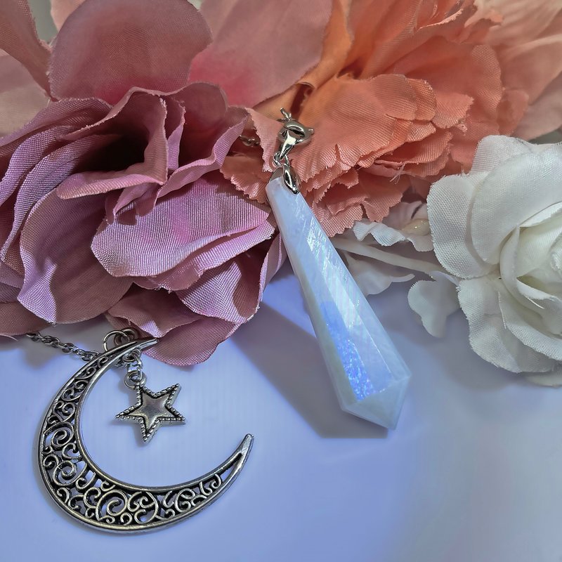 No.16 希少な絶品 ブルー ムーンストーン ペンデュラム ネックレス 占い ダウジング ブルー 青い月光 - ネックレス - 半貴石 多色
