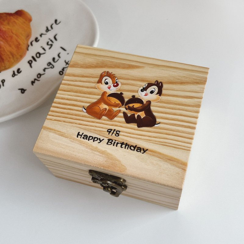 Customized small wooden box Wenqing sense small wooden box customized lettering engraving jewelry box storage box - กล่องเก็บของ - ไม้ 