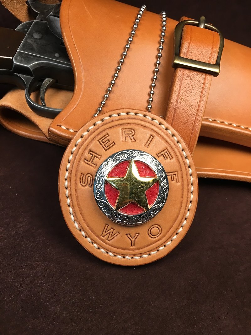 Police badge leisure card leather case ornaments - ที่ใส่บัตรคล้องคอ - หนังแท้ 