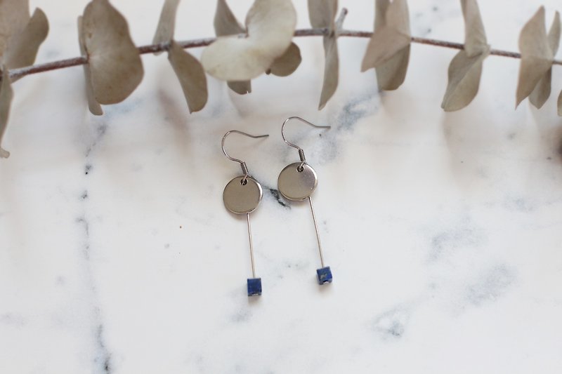 Stainless Steel lapis lazuli earrings - Earrings & Clip-ons - Other Metals Silver