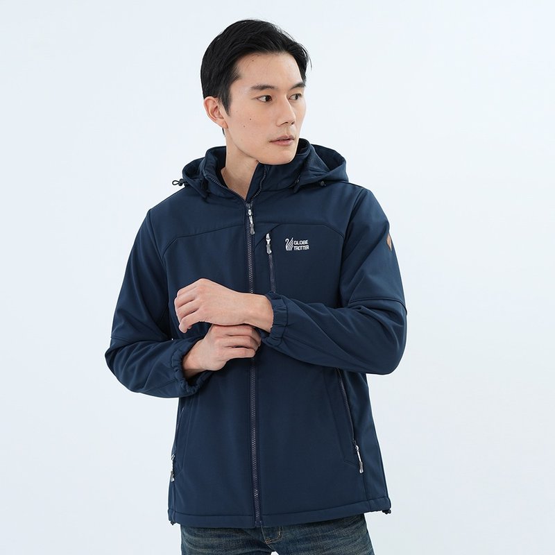 遊遍天下 男款GlobeTex防水防風保暖刷毛軟殼外套 GJ23043 午夜藍 - 男夾克/外套 - 聚酯纖維 藍色