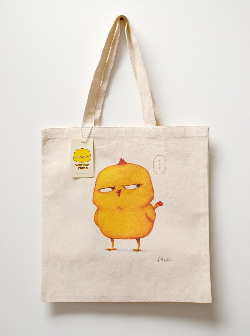 Warbie tote bag - กระเป๋าถือ - ผ้าฝ้าย/ผ้าลินิน สีเหลือง