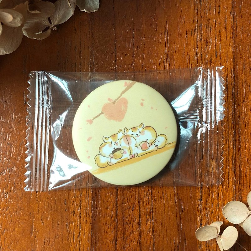 | Badge and Badge Pin | Fruit of Love Chipmunk | 44mm Matte - Badges & Pins - Plastic Orange