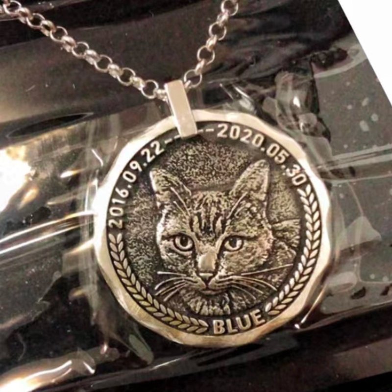 Customized hairy children, sterling silver necklaces, cat and dog portraits - Necklaces - Sterling Silver 