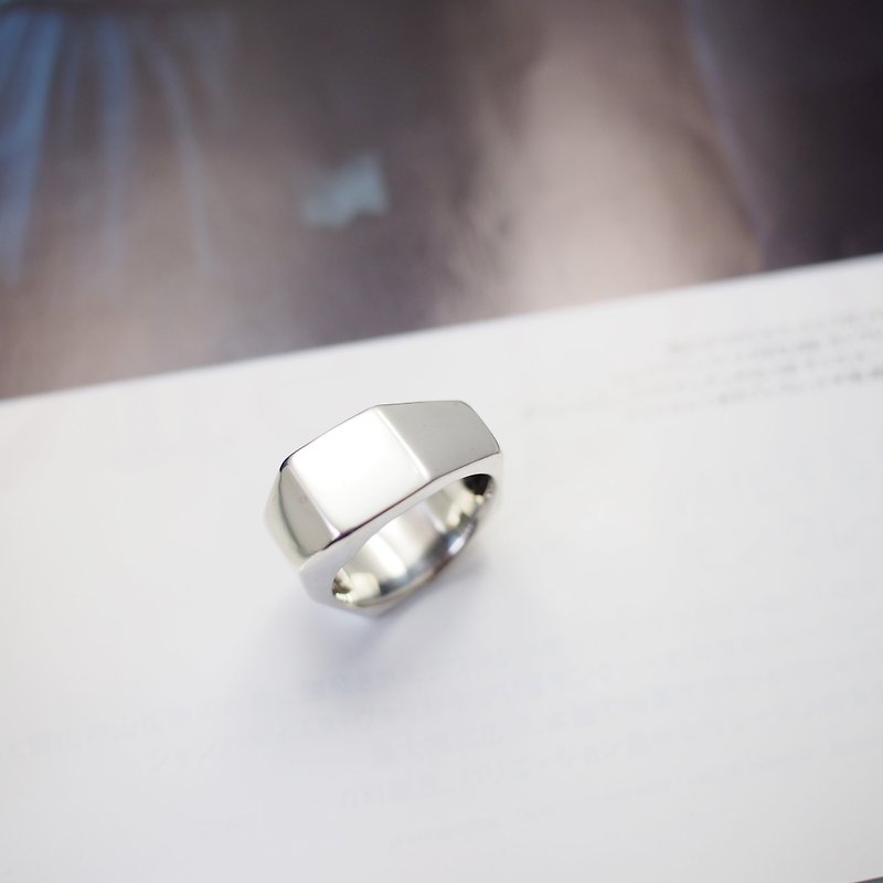 Geometric faceted personality men's sterling silver ring - General Rings - Sterling Silver Silver