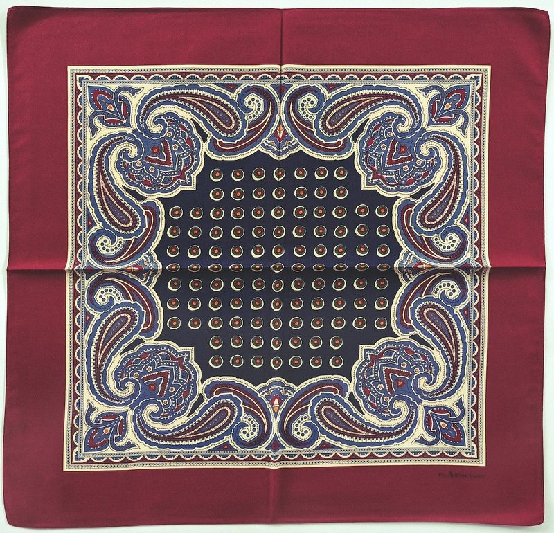 Polo Ralph Lauren Vintage Handkerchief Motif Paisley 21 x 20.5 inches - 絲巾 - 棉．麻 紅色